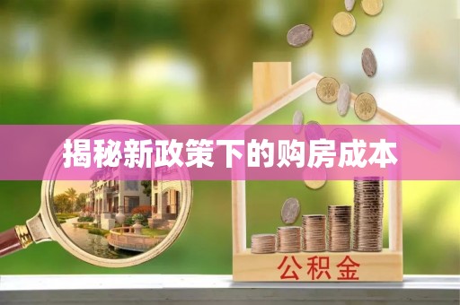 文登揭秘新政策下的购房成本