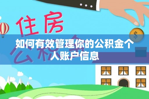 文登如何有效管理你的公积金个人账户信息
