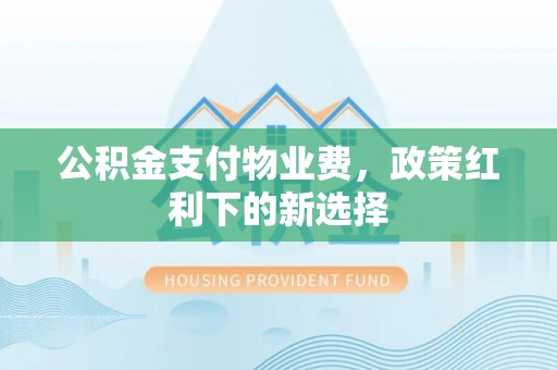 文登公积金支付物业费，政策红利下的新选择