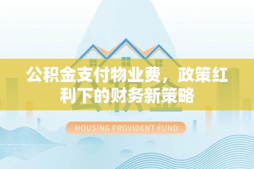 文登公积金支付物业费，政策红利下的财务新策略